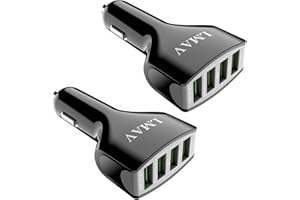 Car Charger Adapter, [2Pack] 4 USB-Port Multi Car Charger, QC 3.0 Fast Car Charger Compatible with All Smartphone and Other U