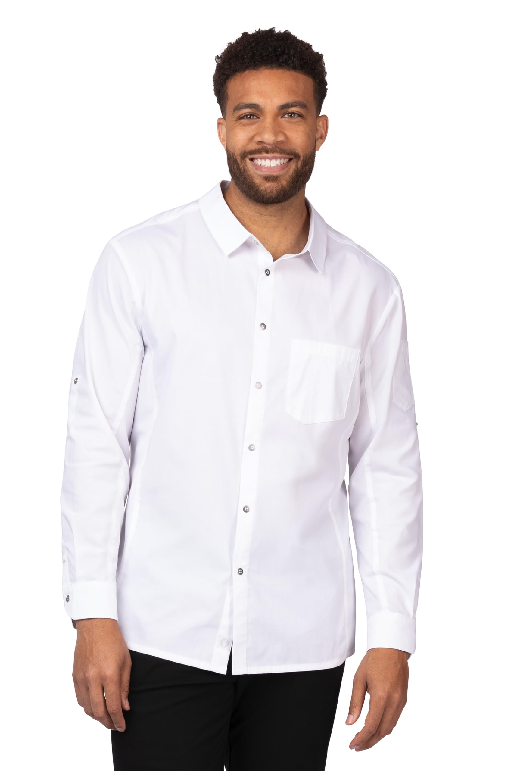Chef Works Men’s Seville Shirt with Mesh Panels, White, 3X-Large