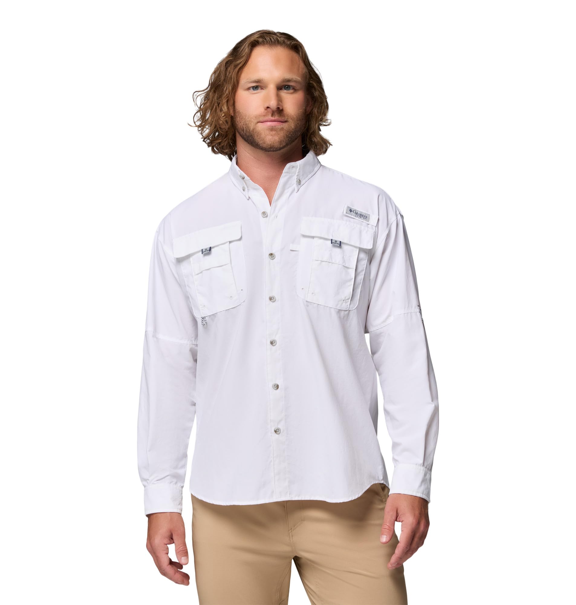 Columbia Mens PFG Bahama II Long Sleeve Fishing Shirt, White, XX-Small Image Columbia Mens PFG Bahama II Long Sleeve Fishing Shirt, White, XX-Small Image