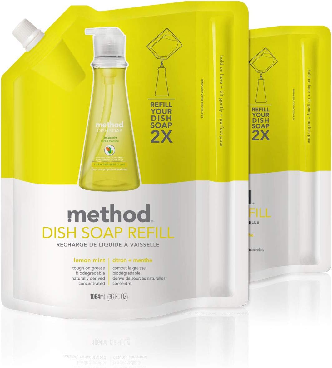 Method Dish Soap Refill, Lemon Mint, 36 Fl Oz (Pack of 2