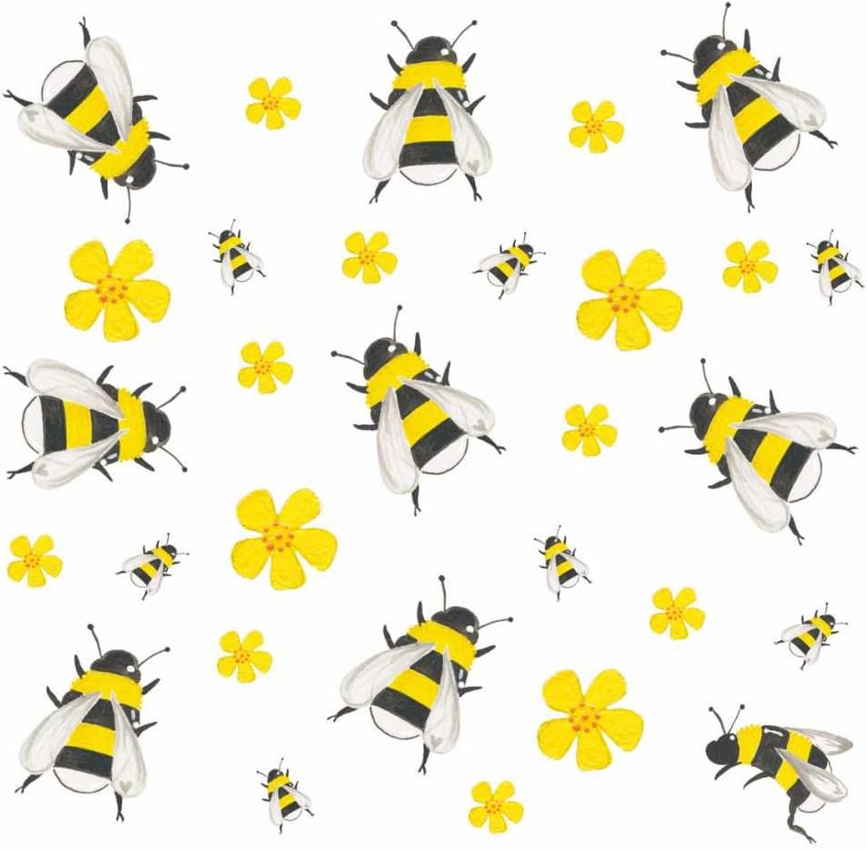 Paperproducts Design 1251948 High Quality Beverage/Cocktail Dancing Bumble Bees Paper Napkins (20 Pack), Multicolor