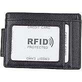 AurexaFashion Genuine Cow Leather Slim Minimalist Wallet with Magnetic Money Clip for Men, RFID Blocking Front Pocket Card ID Holder (Black)