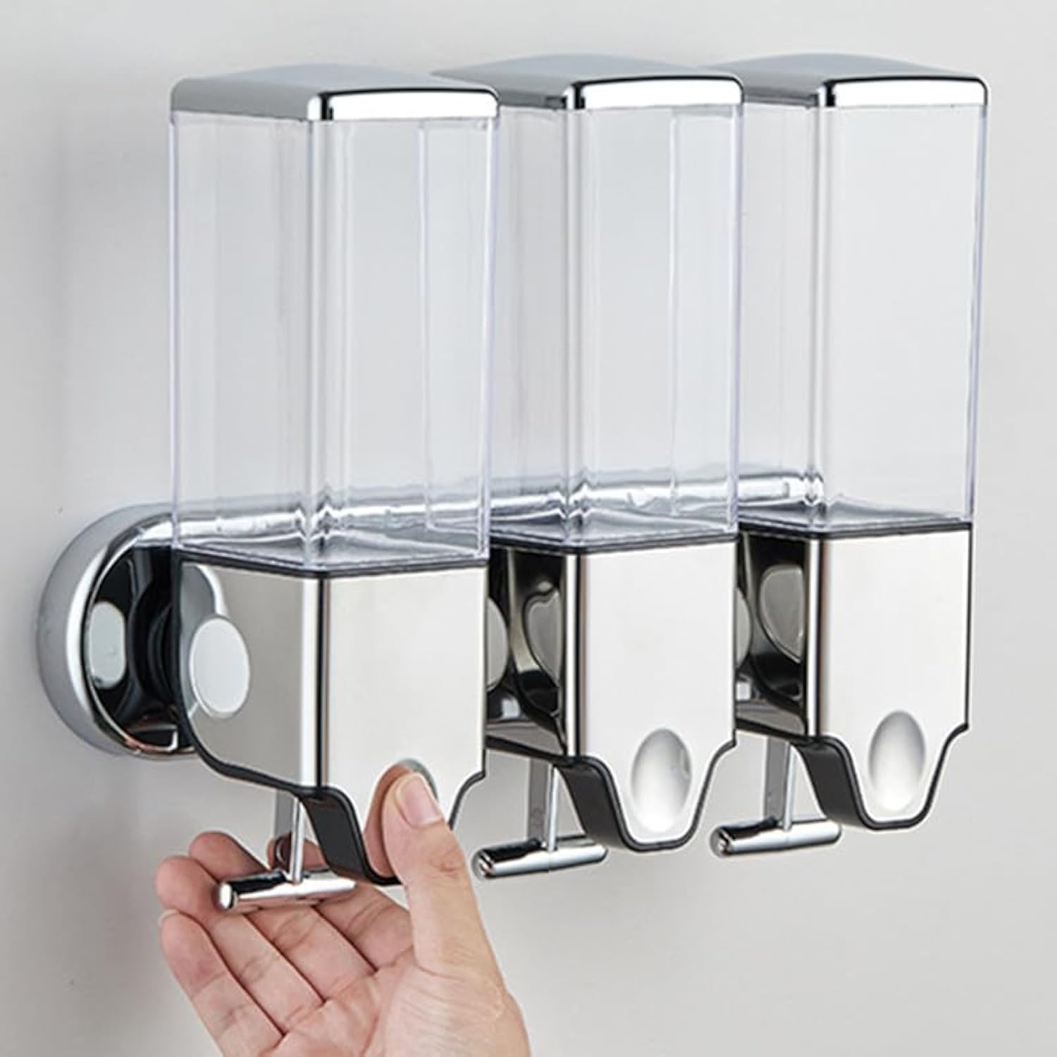 Manual Presshead Wall Mounted Soap Dispenser, Shower and Lotion Dispenser for Home, Bathroom, Kitchen, Hotels, Restaurants (Transparent, 1500ml)