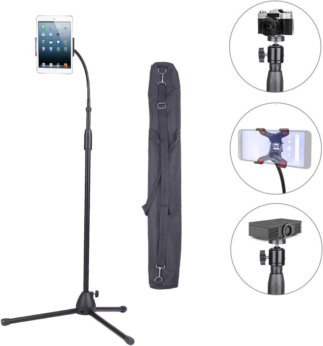 Tablet Tripod for iPad Pro Floor Stand Tripod Mount for Surface Pro Samsung Tab S9+ Holder Stand w. Remote 360° Rotating Adjustable 68" Tall for All 5.8-12.9" Phone/Tablet