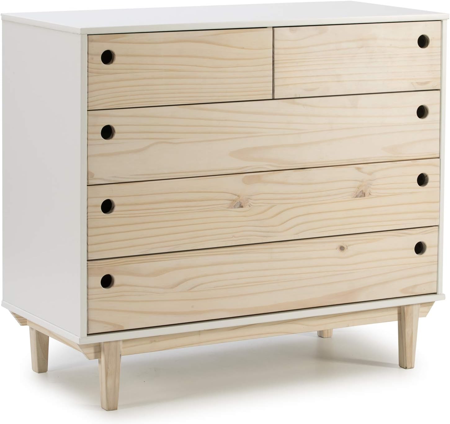 Vs Venta Stock Rome Night Dresser 5 Drawers In Color White Legs And Fronts In Natural Wood Amazon Co Uk Kitchen Home