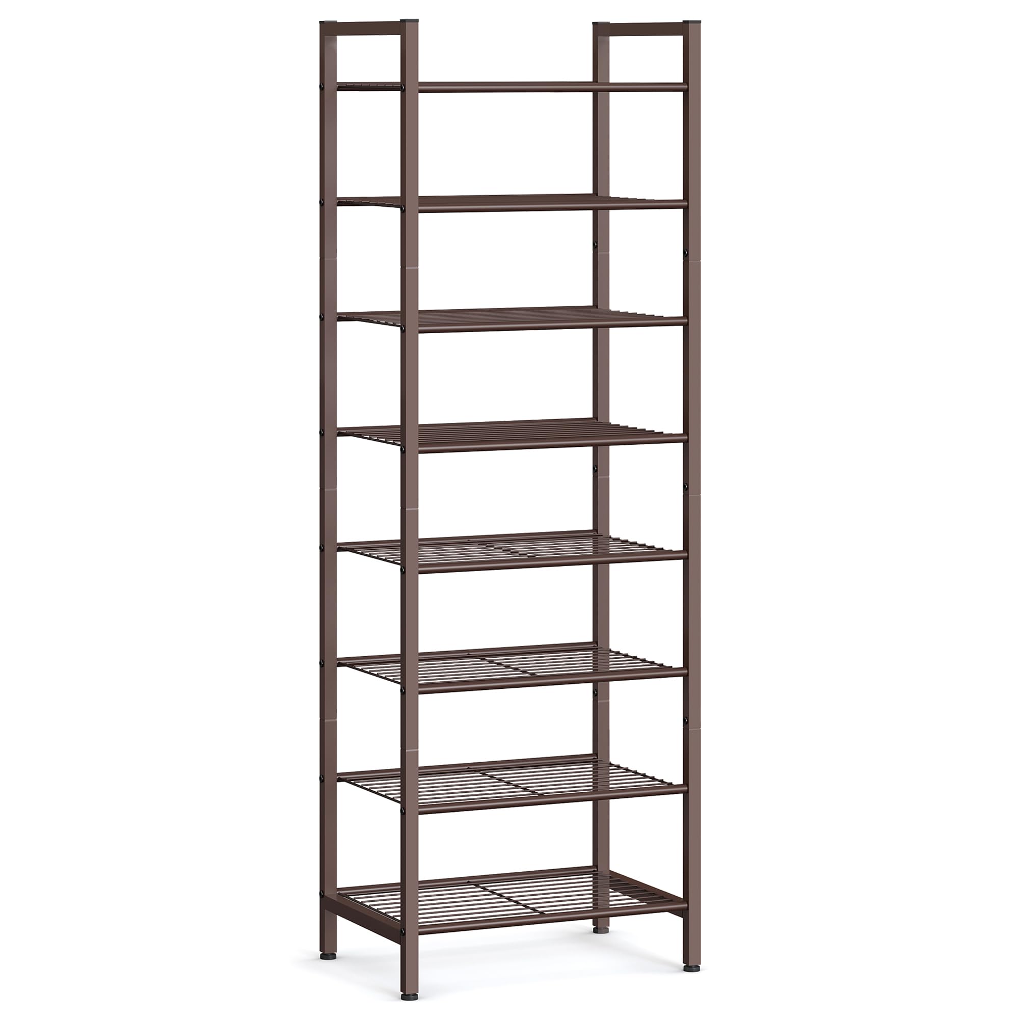 SONGMICS Narrow Shoe Rack, Sturdy 8 Tier Metal Tall Shoe Rack Shelf ...
