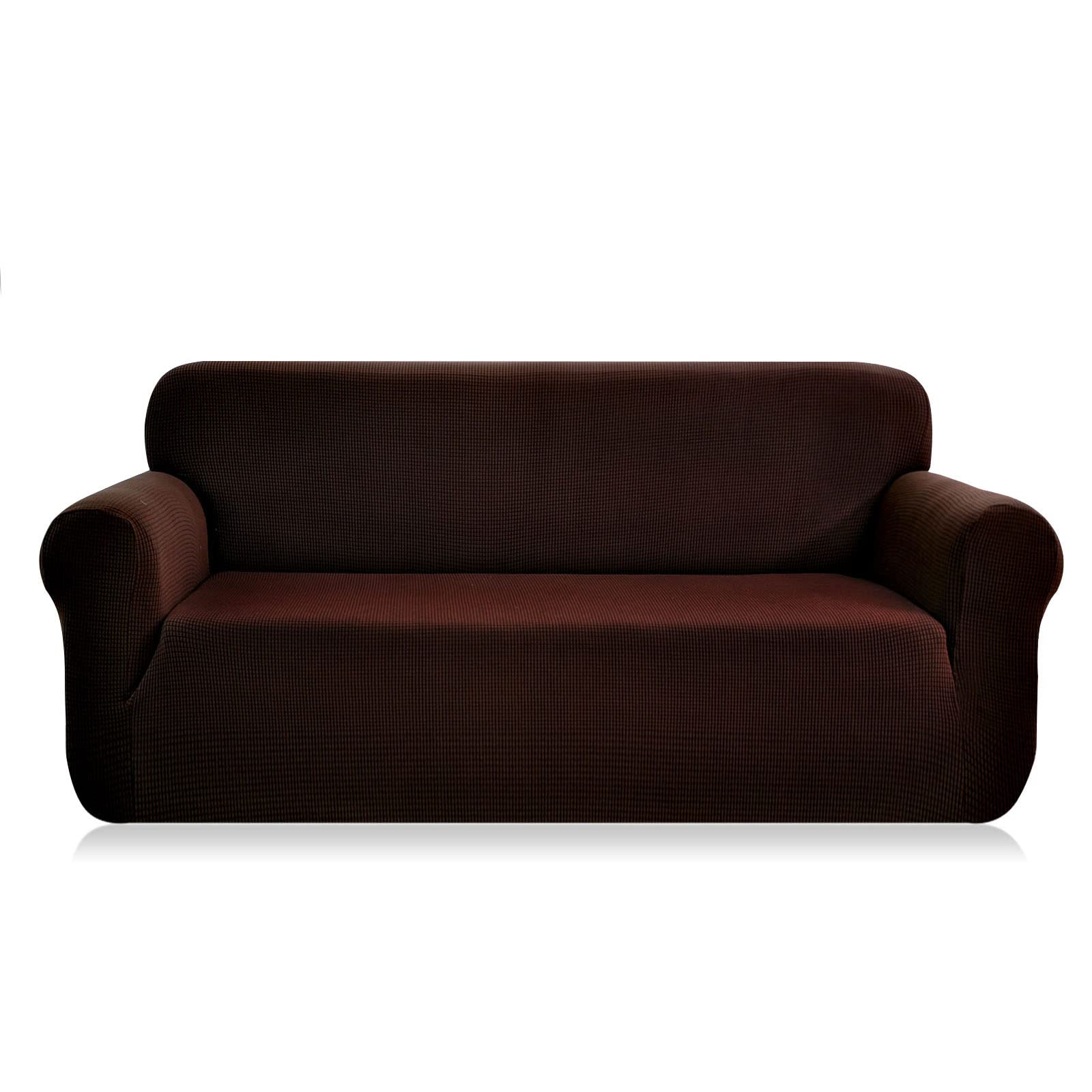 SAMSTEX Stylish Sofa Covers 4 Seater High Stretch 4 Seater Sofa Cover 1-Piece Sofa Slipcovers Thick Soft Sofa Protector Machine Washable Non-Slip Couch Covers (4 Seater, Chocolate)