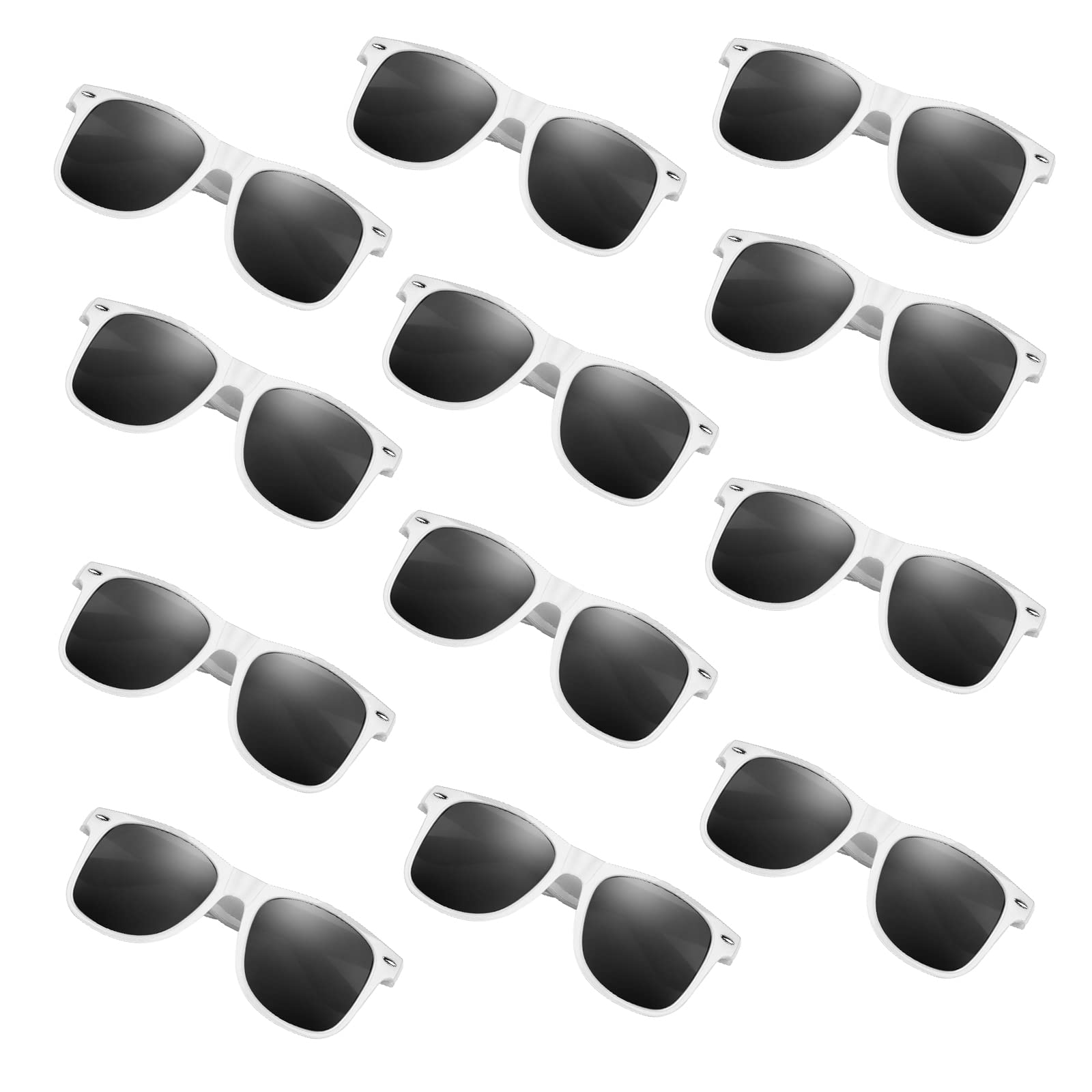 FEPITO 24 Pack Party Sunglasses Bulk for Kids Birthday Party Favors Goody Bag Fillers for Beach Pool Party Toys for Kids and Adults, White