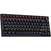 Newmen GM326 Mechanical Keyboard,75% Percent Gaming Keyboard,Wired Keyboard | Mechanical Keyboard,75% Percent Gaming Keyboard,Wired,Backlit,Hot Swappable,Compact,Mini,Black,PC Keyboards,Knob,Red Switch