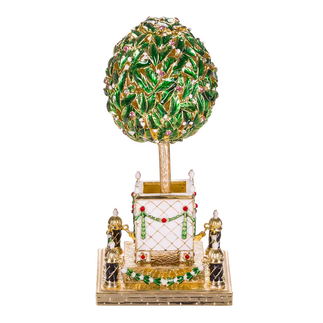 danila-souvenirs Glamorous Style Easter Egg Trinket jewel box Bay Tree (Orange Tree) with Bird 16 cm