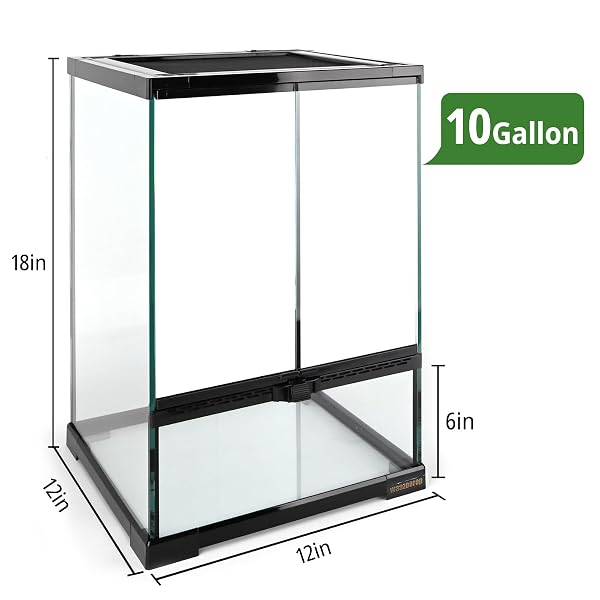 WAAZOOREP 11 GALLON REPTILE GLASS TANK VERTICAL TERRARIUM 12″X12″X18″ HABITAT ENCLOSURE WITH FRONT OPENNING DOOR AND TOP SCREEN VENTILATION FOR GECKOS, SNAKES,TREE FROGS,CHAMELEON