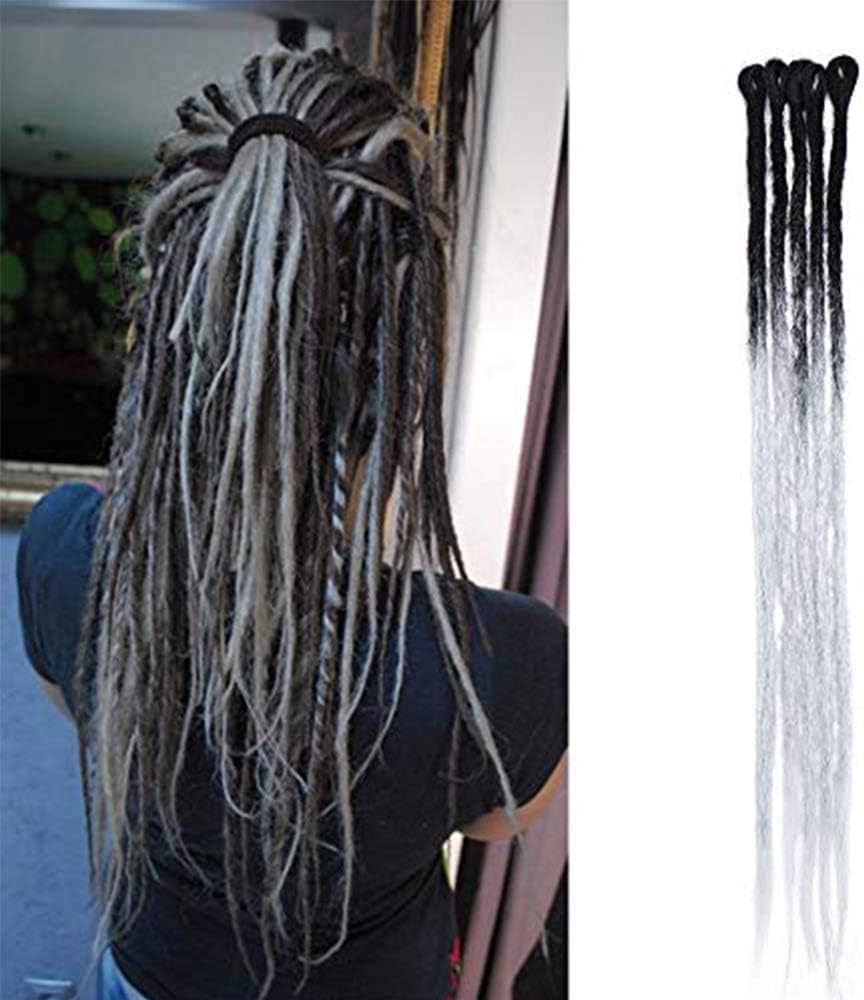Dreadlocks Extension Black To Silver Grey 24 Synthetic Braiding Hair Extensions 5pcs Hair Braids Two Ombre Hairpiece Amazon Co Uk Beauty