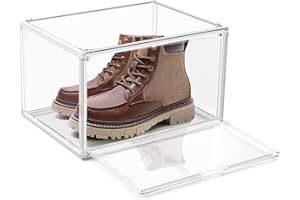 EZJOB 1 Pack Clear Shoe Organizer for Closet Shoes Storage Box for Sneakerheads Plastic Stackable Sneaker Display Case Storage Bins with Lids,Size 14
