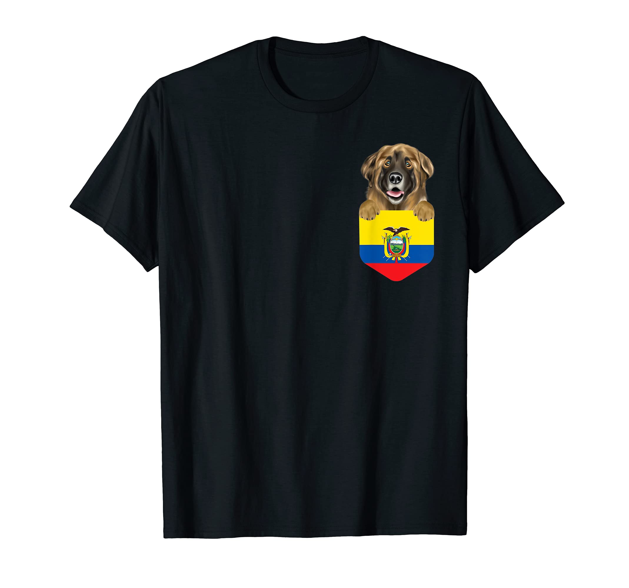 Ecuador Flag Leonberger Dog In Pocket T-Shirt