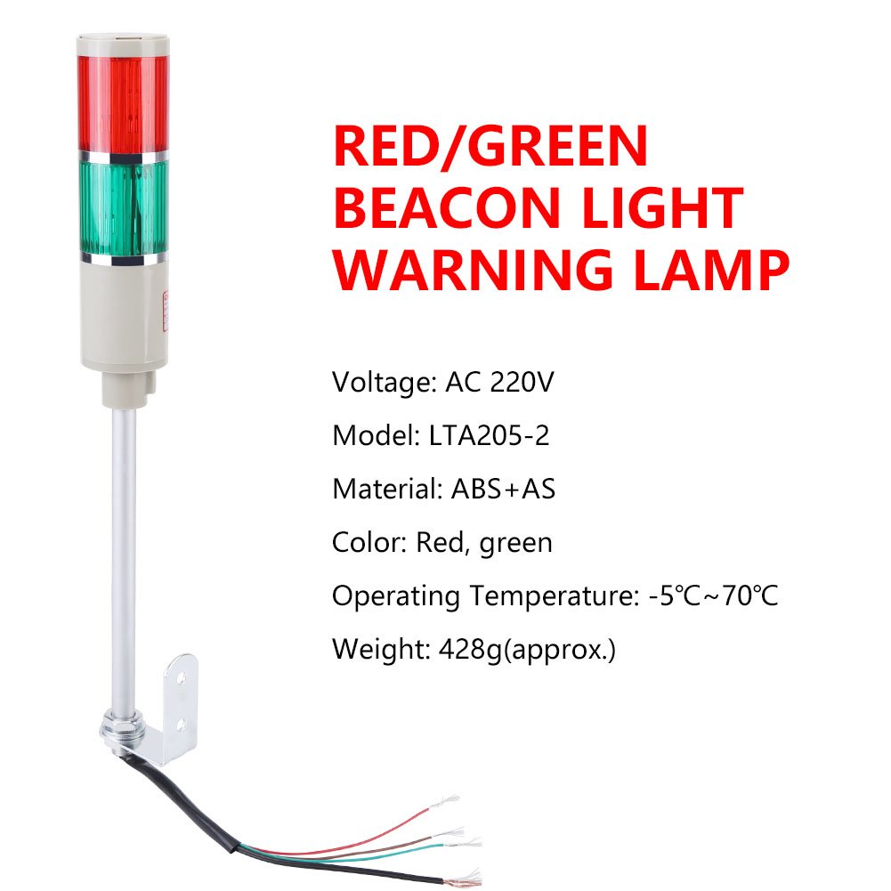 Walfront 1pc Red/Green LED Warning Emergency Equipment Lighting Bulb Beacon Lamp 220V, Green,red - Image 5