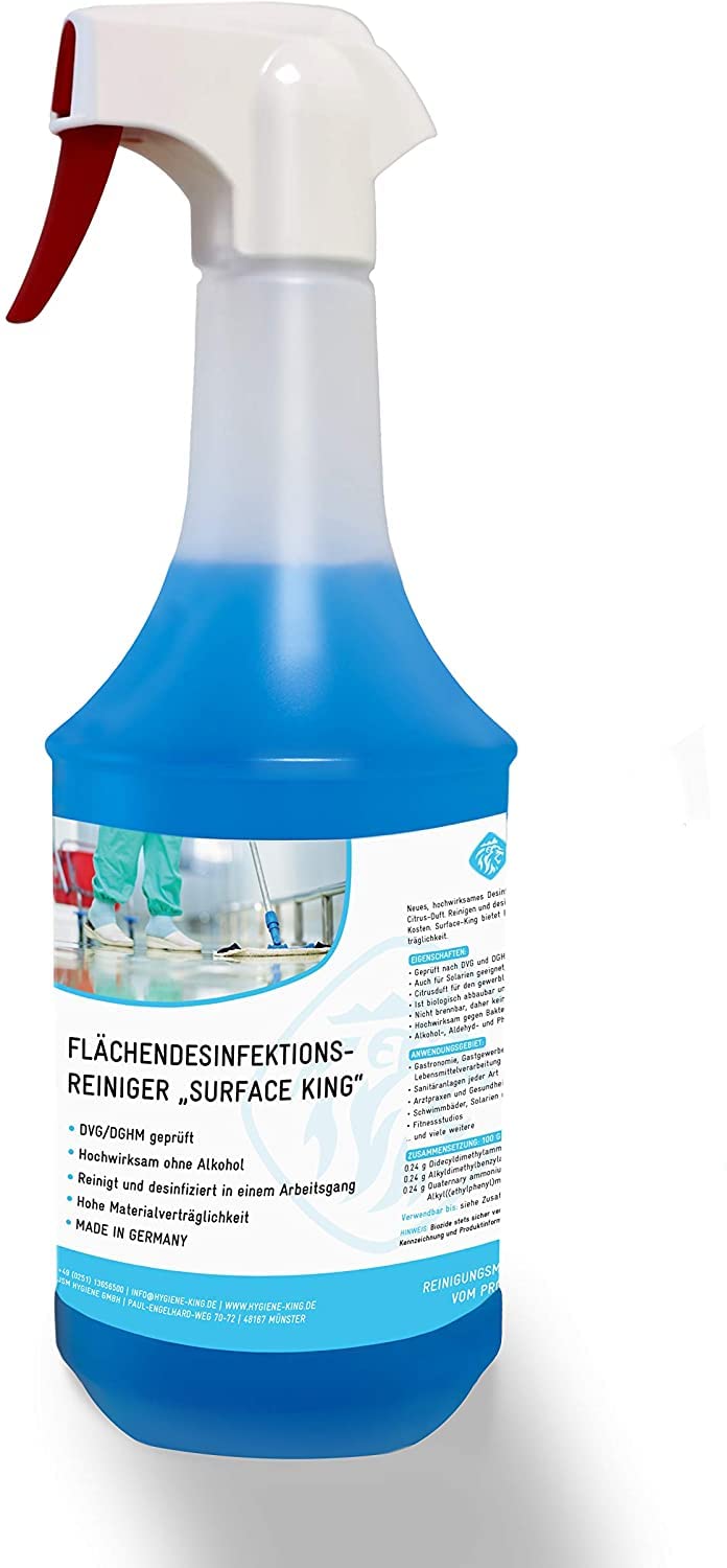 Desinfektionsreiniger für Oberflächen | hocheffizient | begrenzt viruzid | gebrauchsfertig | Kombipaket Sprühflasche und Kanister | Wellness, Solarium, Yogamatte, Sportgeräte, Gastro uvm. 8