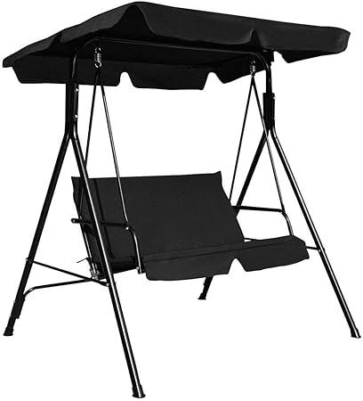 Amazon.com: TimmyHouse - Sofá columpio de 2 plazas para exteriores, color negro, para patio, jardín, cubierta impermeable: Jardín y Exteriores