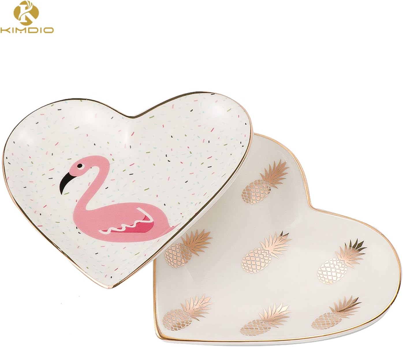 Kimdio Ring Dish Jewelry Holder Heart Shape Trinket Tray Ceramic Plate Jewelry Organizer Home Decor Dish for Birthday Wedding Mother's Day Christmas etc.
