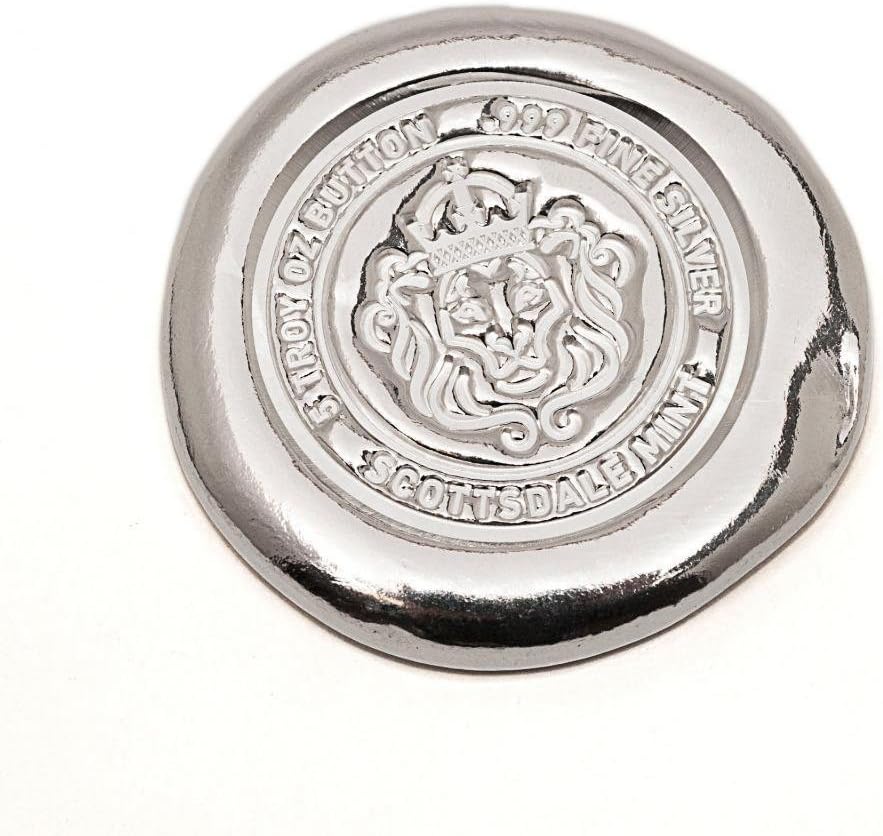 5 oz Scottsdale Silver Button .999 Fine Silver Hand Poured