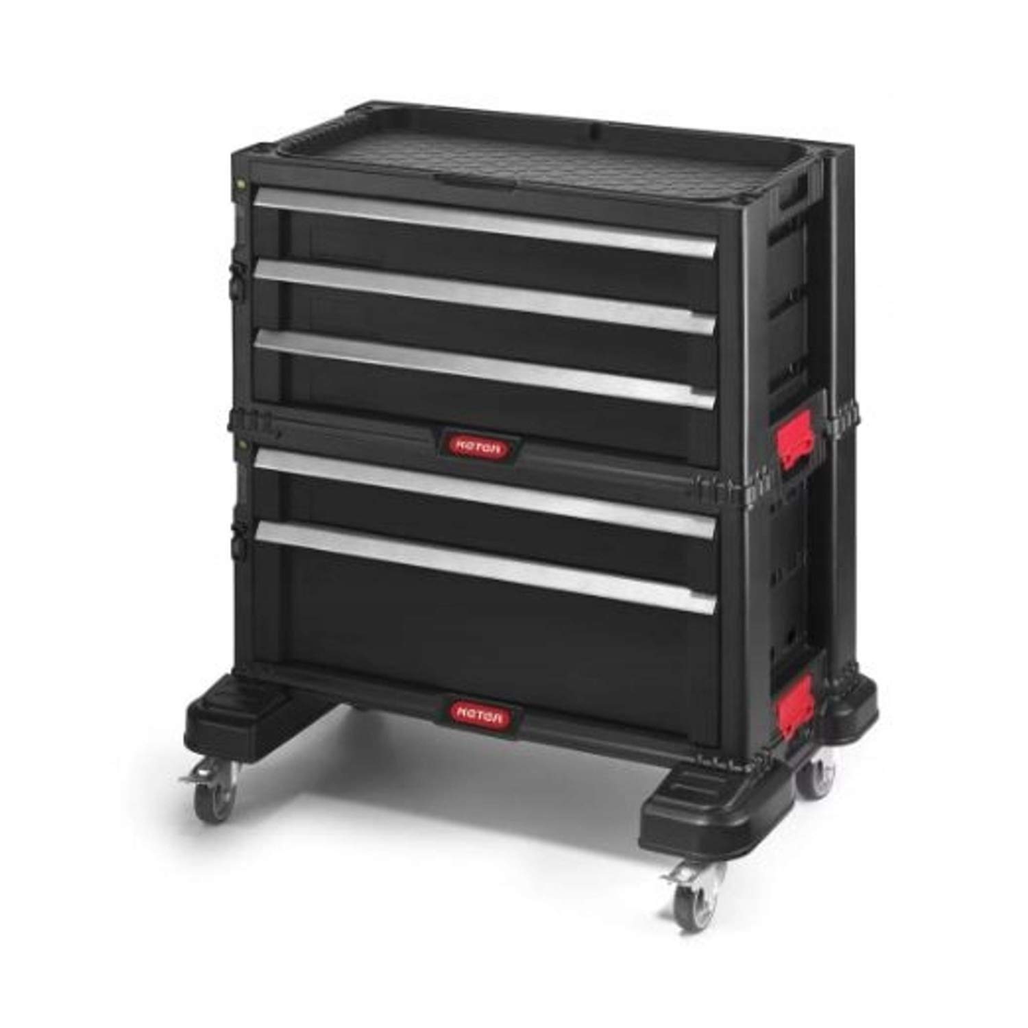 Keter | 5 Drawer Trolley Module, Black, 56.2 x 29 x 50.3 cm, Plastic