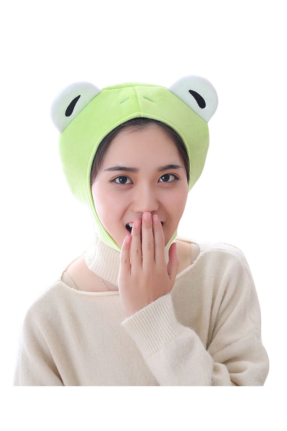 cultofmoon Cute Frog Cap Green Plush Frog Shaped Hat Headgear Novelty Party Dress up Cosplay Costume