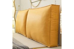 Headboard Pillow Yellow 35.4Inch Single Couch Support Cushion Double Bedside Large Backrest Removable Upholstered Rectangle R