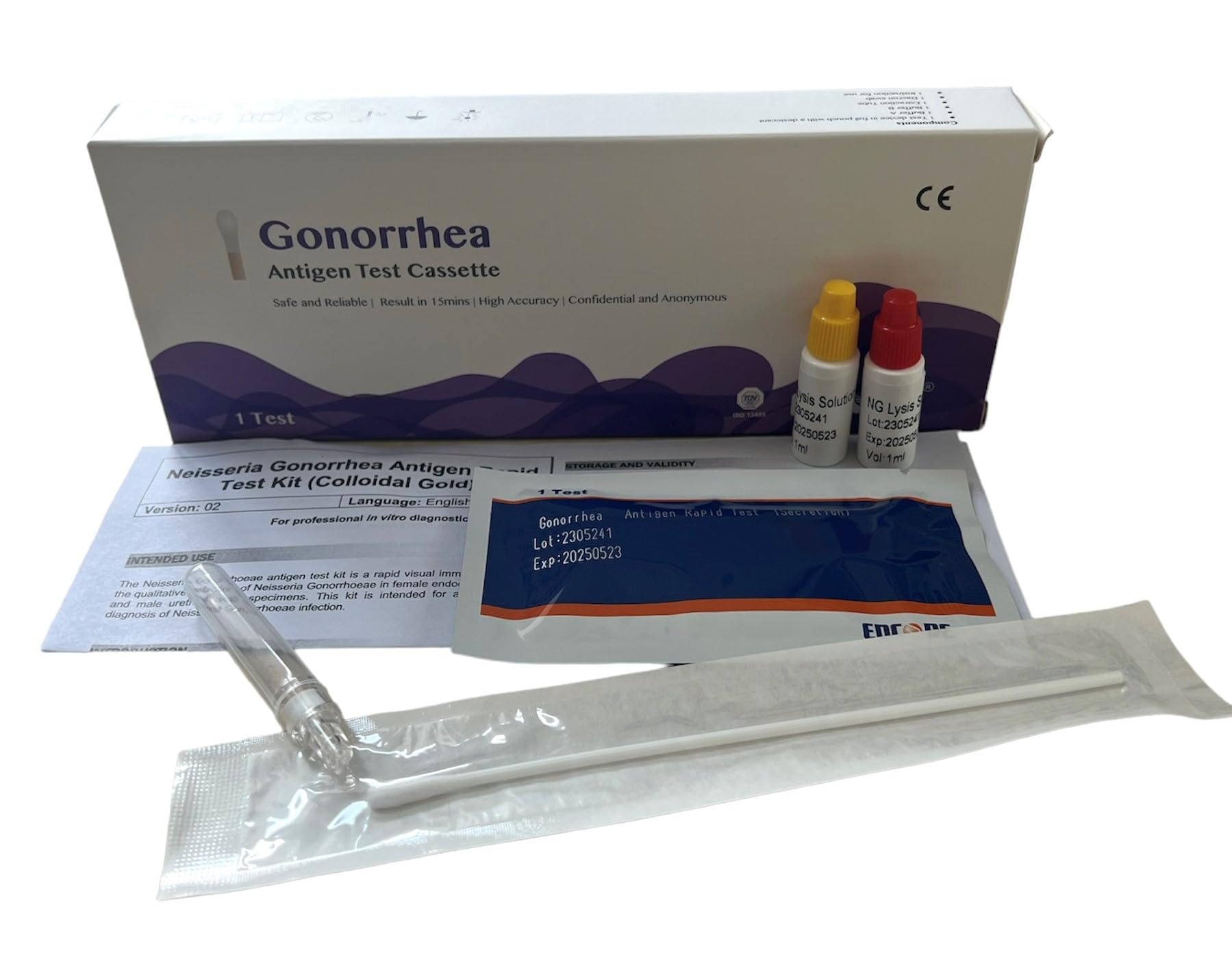 Gonorrhea Home Test Kit (Male or Female) Swab STI STD CE Marked