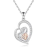 Zepmais Dog Necklace 925 Sterling Silver for Women - Dog Moms Embrace Pendant Jewelry Gifts for Her