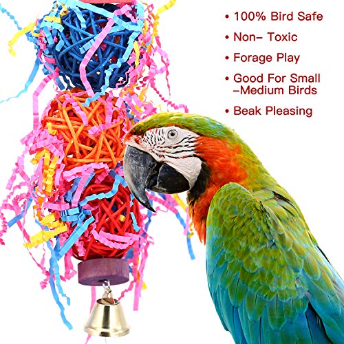 INDREMY Bird Chewing Toys Shredder for Chewing & Foraging Keep Bird Busy Parrot Cage Bite Toys Suggested for African Grey Cockatoos Parrot Bird Foraging Hanging Toy