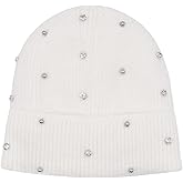 ZGMYC Bling Rhinestone Knit Beanie Hats for Women Girls Warm Fleece Lined Winter Hat Thick Cuffed Skull Cap