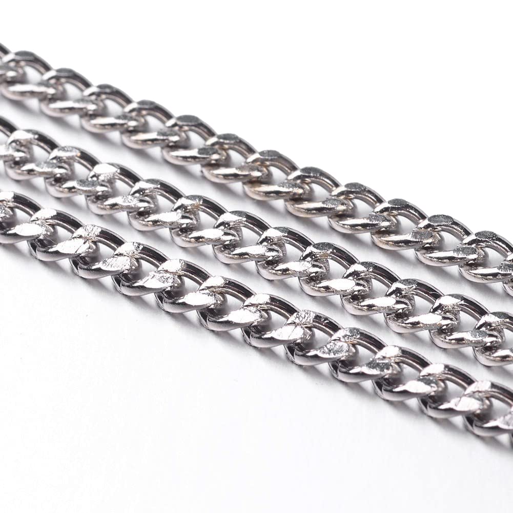 3 Metre Link Chain, Curb Chain, Metal Chain, Round Ring Chain, 3 mm, Jewellery Chain, Sold by the Metre for Jewellery Making Necklaces Bracelets (Antique Silver)