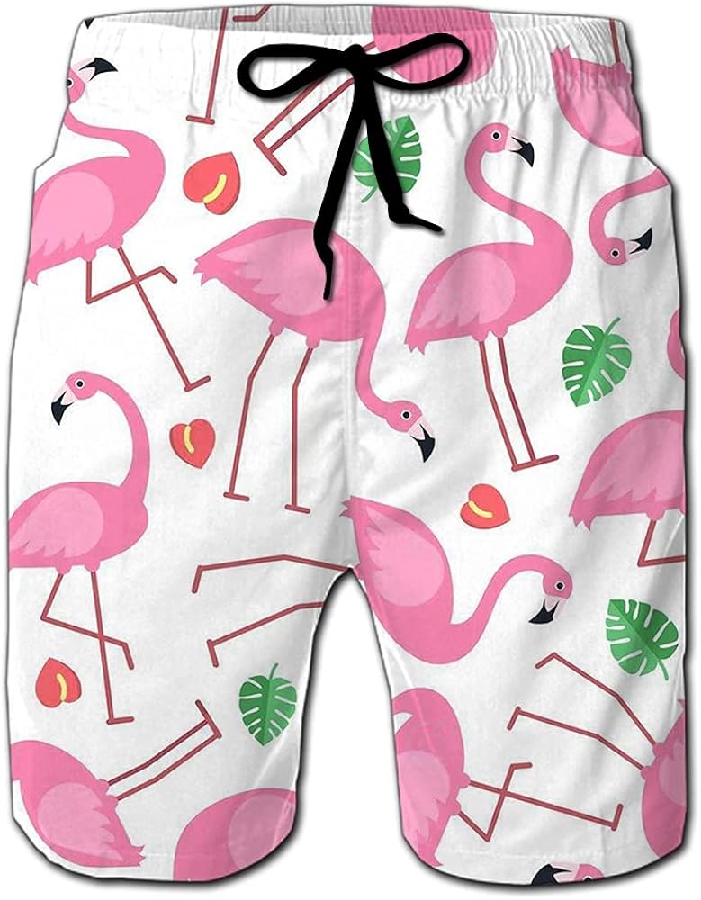 Flamingo Beach Shorts Breathable Swimwear Casual Bathing Suits for Men