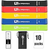 U-POWEX Resistance Loop Bands - Set of 5 - Premium Latex Mini Exercise Bands for Stretching, Yoga, Strength Training, Home Fitness, Physical Therapy, with Instruction Guide, Carry Mesh Bag. 12" x 2"