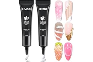 KYDA 2 Pcs 10ml 3D Sculpting Nail Gel, Clear and White, 3-in-1 Sculpture Nail Art Gel for Carving Painting and Molding, Rhinestone Glue for Gems Diamond Jewelry Decoration