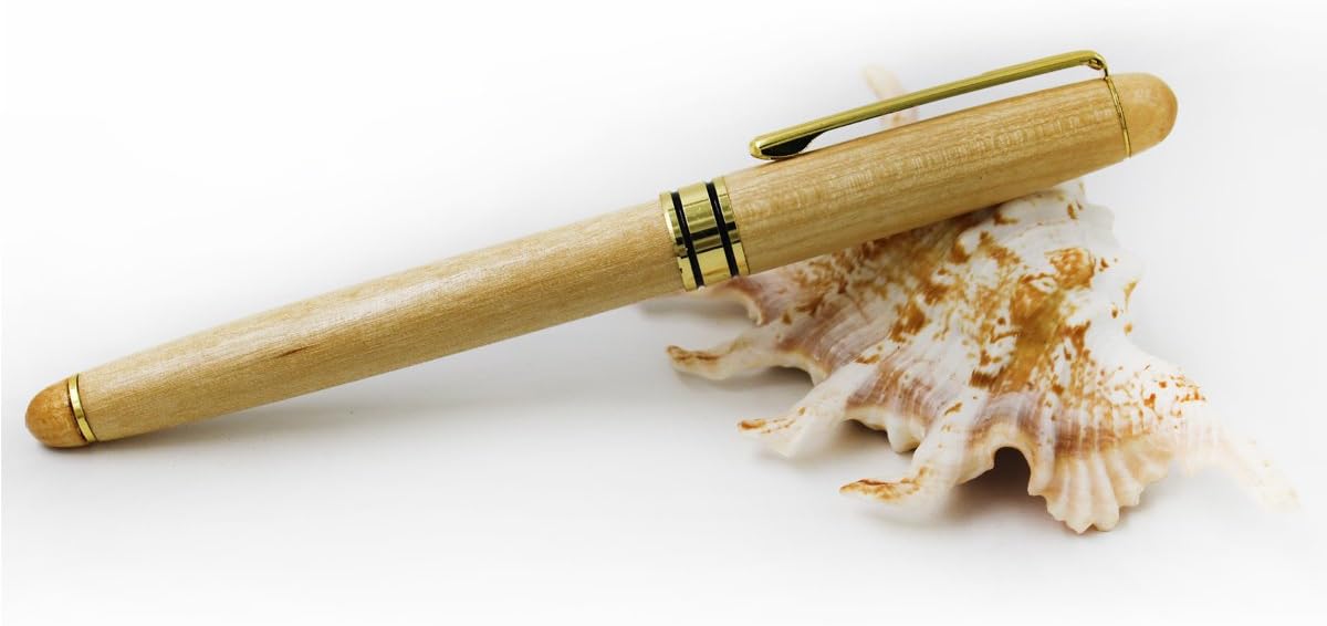 Wooden Eco pen White wood Gel ink pens with gold accessories (Model B, 1PCS WHITE WOODEN)