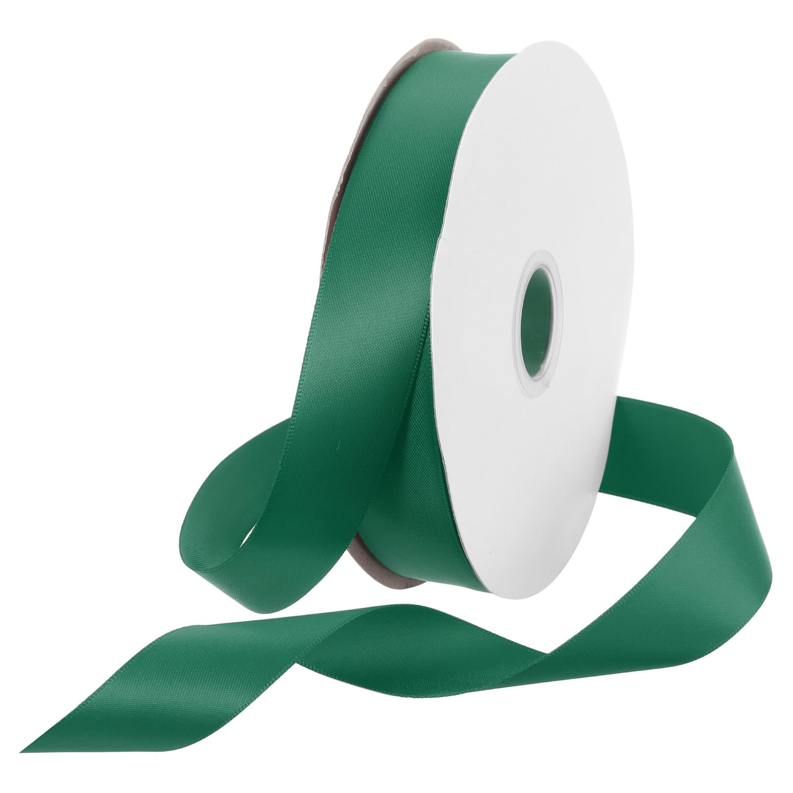 Rebower 25mm Satin Ribbon 46m Thick Double Face Grosgrain Silk Ribbon, [for Gift Wrapping, Hair Bows, Wedding, Cake, Flower] - 50 Yard/150ft/Forest Green