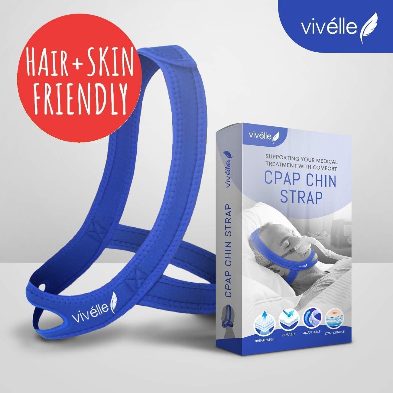 CPAP Chin Strap - for Men & for Women by Vivélle, Slim Non-Slip, Adjustable, Premium Snore Stopper Device That Helps You Breath Right (Medium): Health & Personal Care