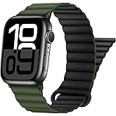 HITZEE Compatible with Apple Watch Band 49/46/45/44/42/41/40/38mm, Double Sided Silicone Magnetic Band Compatible for iWatch Ultra 3/2/1 Series 11 10 9 8 7 SE3 6 5-1 (38/40/41/42mm, Green Black)