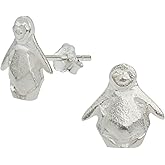 Handmade 925 Sterling Silver Origami Penguin Stud Earrings