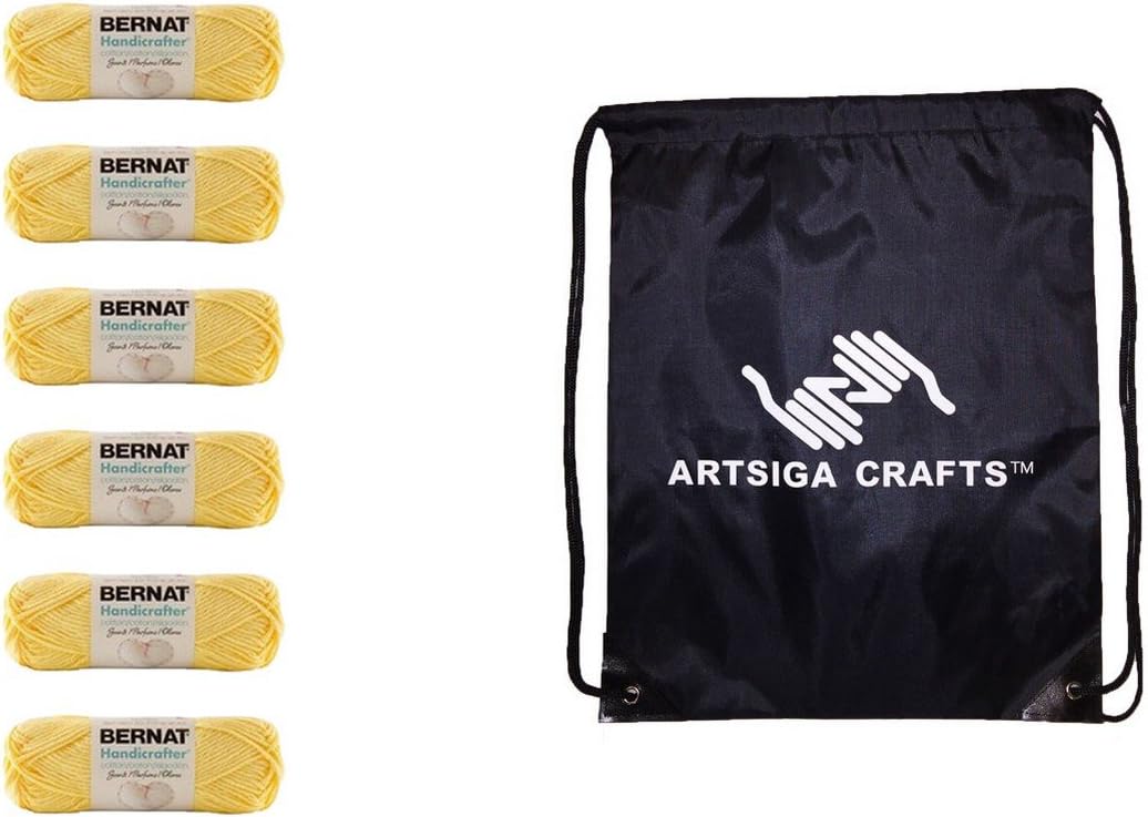 Bernat Knitting Yarn Handicrafter Cotton Scents Vanilla Bouquet 6-Skein (Same Dyelot) 162105-5003 Bundle with 1 Artsiga Crafts Project Bag