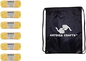 Bernat Knitting Yarn Handicrafter Cotton Scents Vanilla Bouquet 6-Skein (Same Dyelot) 162105-5003 Bundle with 1 Artsiga Crafts Project Bag