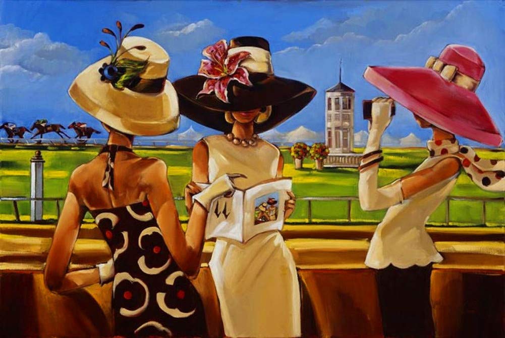 WOWDECOR Paint by Numbers Kits for Adults Kids, DIY Oil Painting - Beautiful Women Ladies Landscape 16x20 inch (Framed)