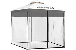 Square Umbrella Netting, 10x10ft Patio Umbrella Net, Windproof Netting with Zipper, Adjustable Cord and Water Fillable Bottom