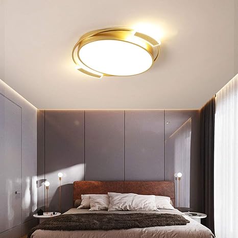Amazon Co Jp 34wゴールデンled北欧シーリングライト リビングルーム廊下のベッドルーム台所の照明フィクスチャのための現代調ラウンド ベッドルームシーリングライト White Light ホーム キッチン
