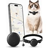 GPS Cat Tracker Collar for iPhone, Works with Apple Find My, No Monthly Fee, Lightweight Pet Tracking Tag with Collar Holder for Cats