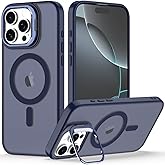 Nvollnoe for iPhone 16 Pro Max Case Compatible with MagSafe Military Grade Shockproof Heavy Duty Protective Adjustable Kickstand Matte Semi Clear Phone Case for iPhone 16 Pro Max(Blue)