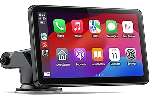HOTPEAK 7-inch Portable Carplay Screen for Car Compatable with Apple CarPlay and Android Auto,Wireless Car Play Unit with GPS Navigation,Bluetooth,Mirror Link,Touch Screen for All Vehicles