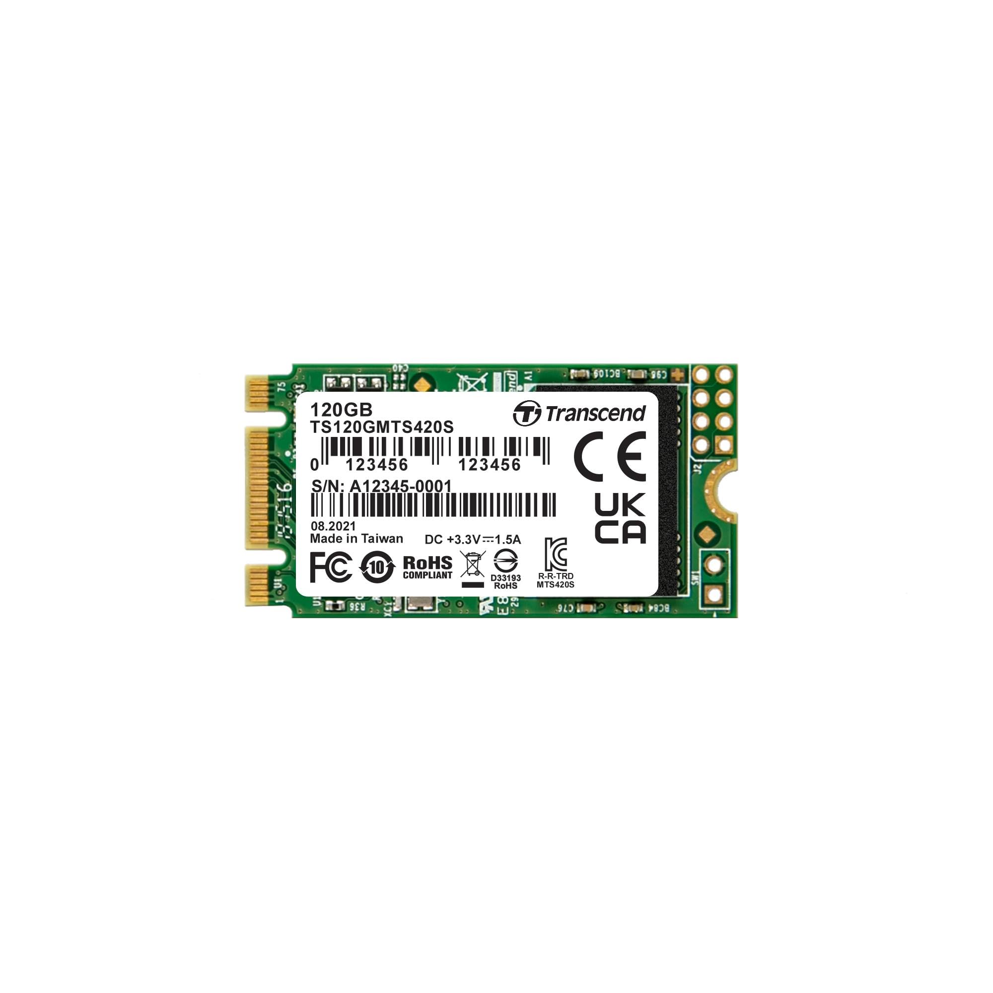 Transcend MTS420S 120GB M.2 2242 SATA III 6Gb/s SSD, Read/Write up to 500/350 mb/s with 3D NAND Flash TS120GMTS420S