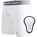 COOLOMGYouth Boys Compression Shorts with Protective Cup Sliding Underwear for Baseball Football Lacrosse Hockey