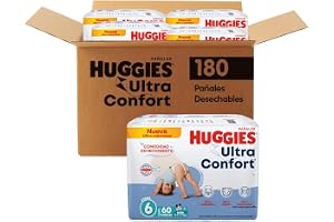 Huggies UltraConfort Pañal Desechable para Bebé, Etapa 6, Niño, Caja con 180 Piezas